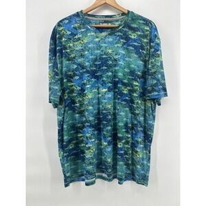 Reel Legends Reel Tec Shirt Mens 2XL Blue Camo Fishing Marlin Logo Wicking‎ Camp
